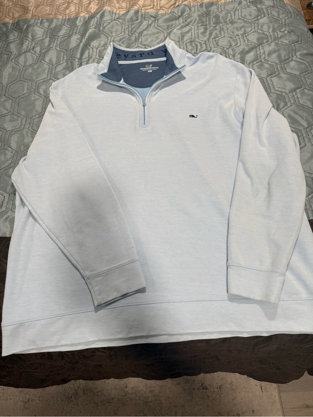 Vineyard Vines Mens Blue 100% Cotton  1/4 Zip Pullover Sweater Whale Logo 3XB